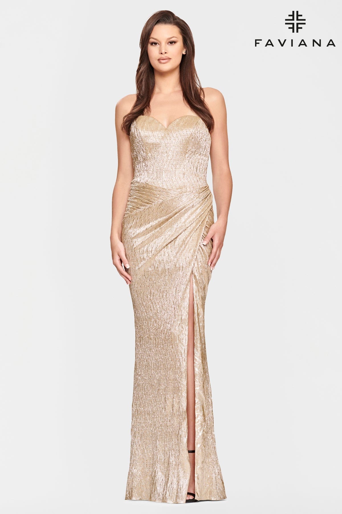 Long Strapless Dress With Sweetheart Neckline And Drape Skirt