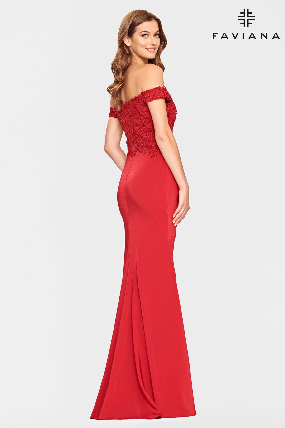 Long Strapless Dress With Lace Applique Bodice And Pleated Skirt In Extended Sizes