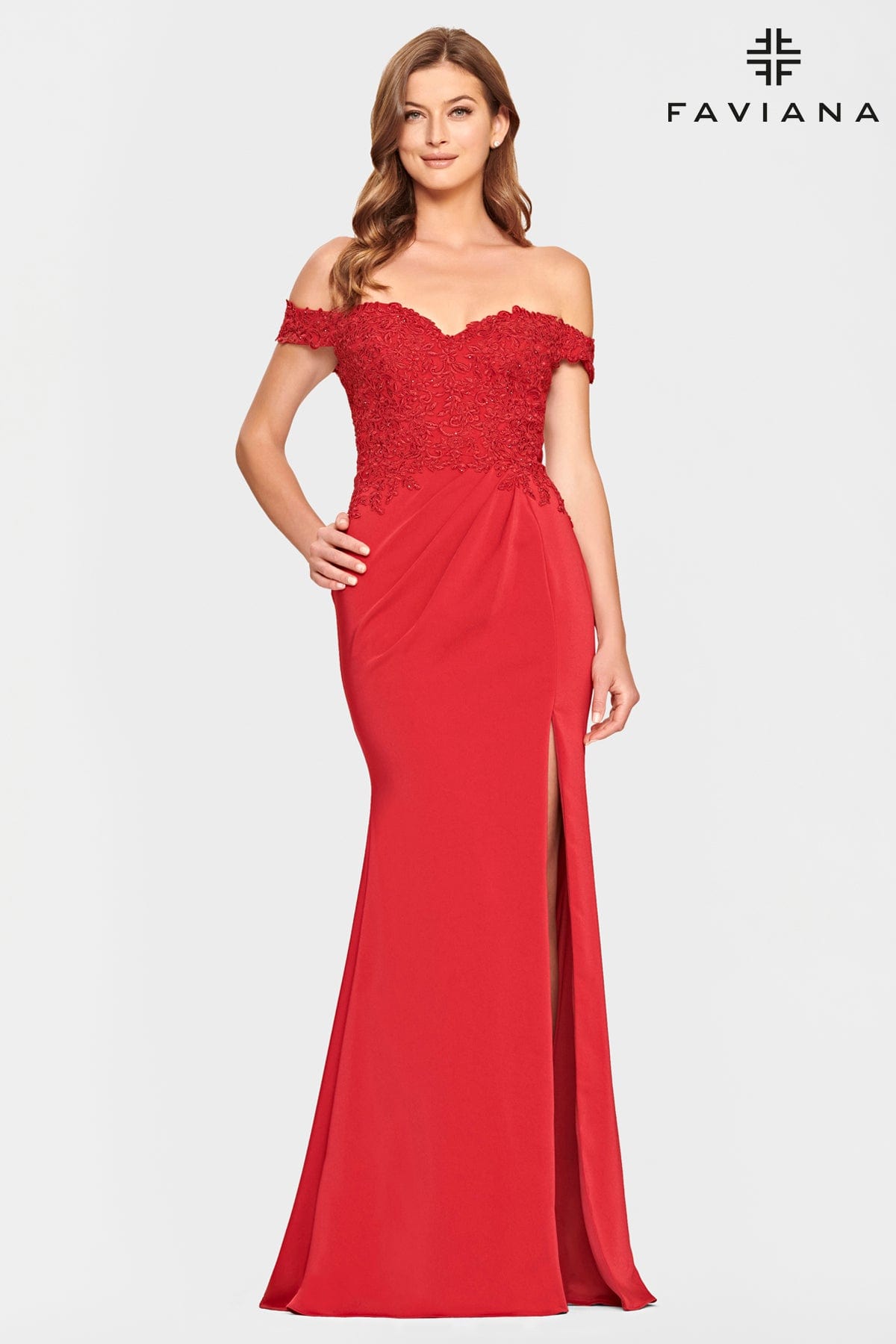 Long Strapless Dress With Lace Applique Bodice And Pleated Skirt