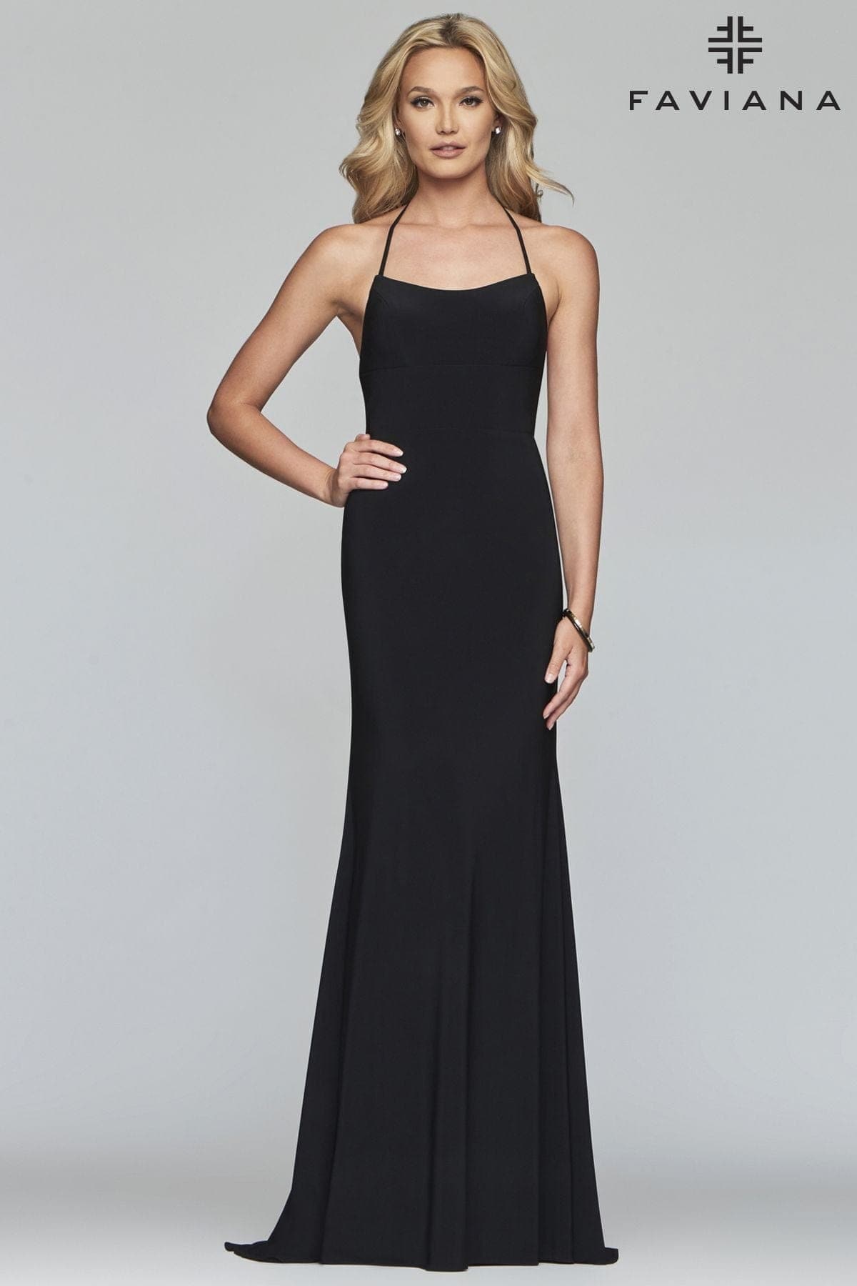 Long Scoop Neck Lace Up Back Prom Dress | Faviana Long Scoop Neck Lace Up Back Prom Dress | Faviana