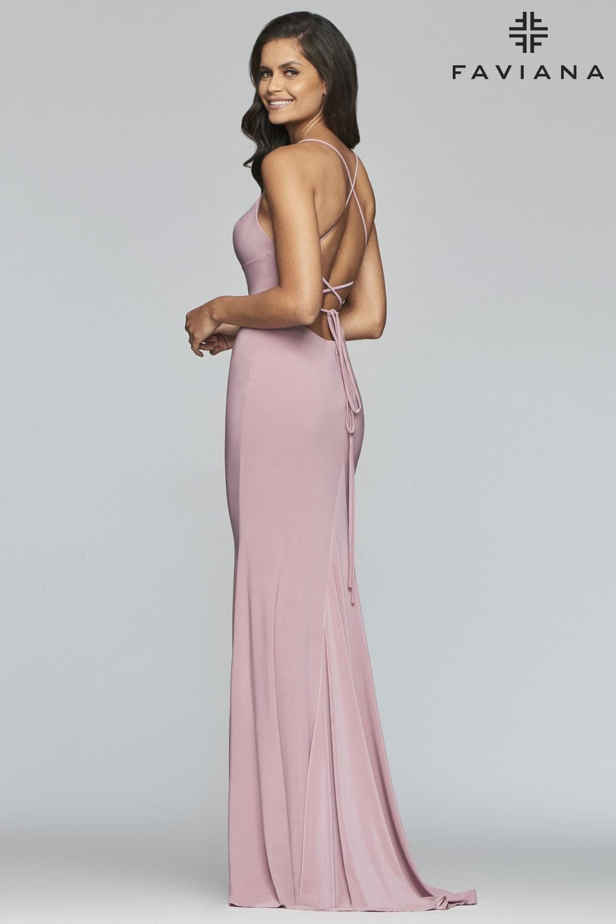 Long Scoop Neck Lace Up Back Prom Dress