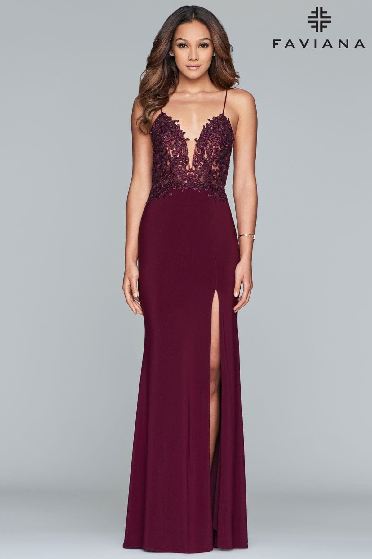 Faviana 2025 burgundy dress