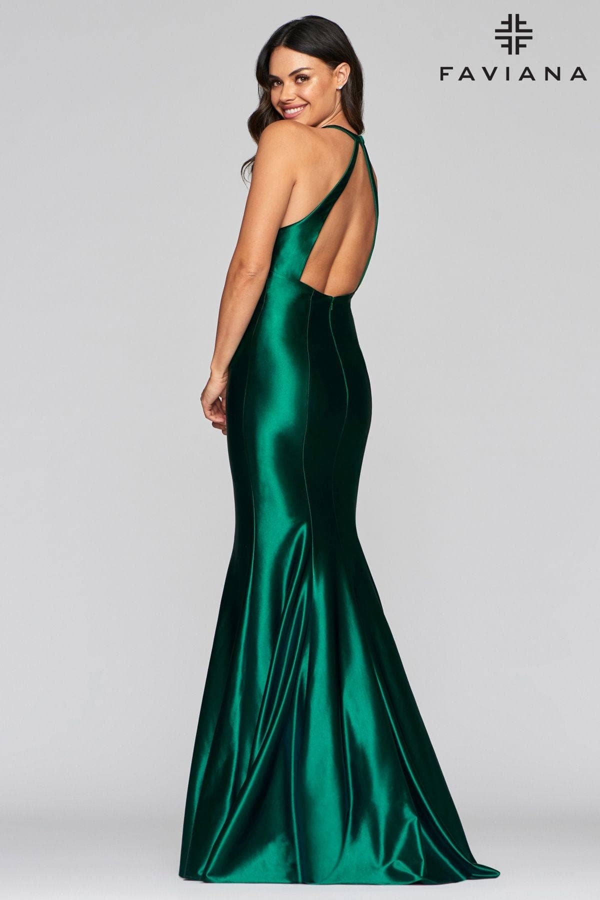 Halter Neck Long Dress Satin Mermaid Skirt | Faviana Halter Neck Long Dress Satin Mermaid Skirt | Faviana