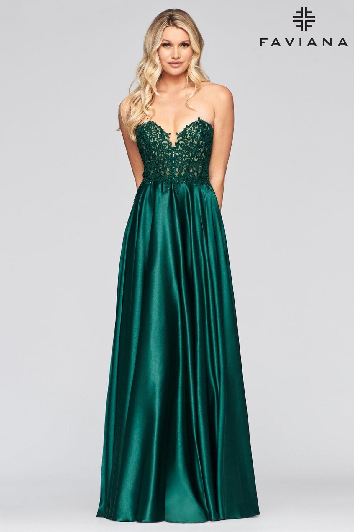 Strapless Ballgown Sweetheart Prom Dress With Lace And Charmeuse