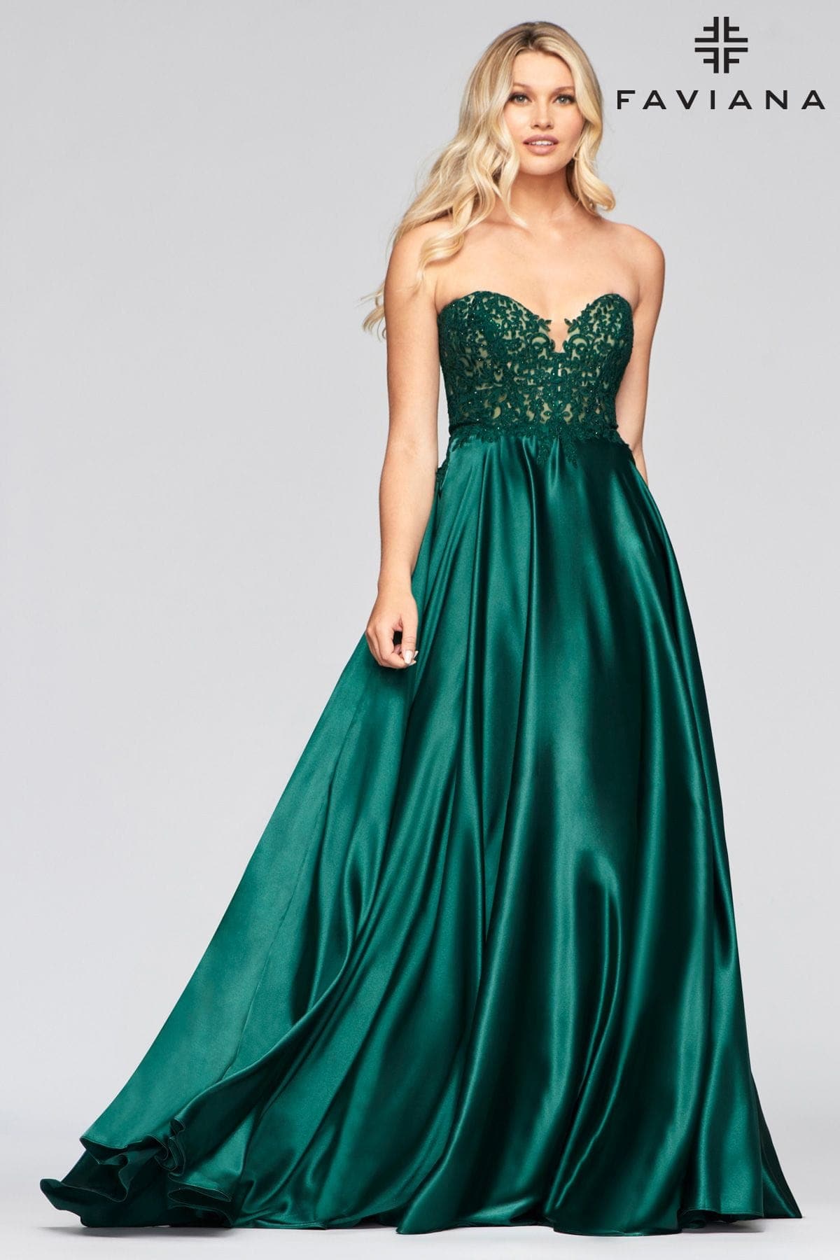 Strapless Ballgown Sweetheart Prom Dress With Lace And Charmeuse