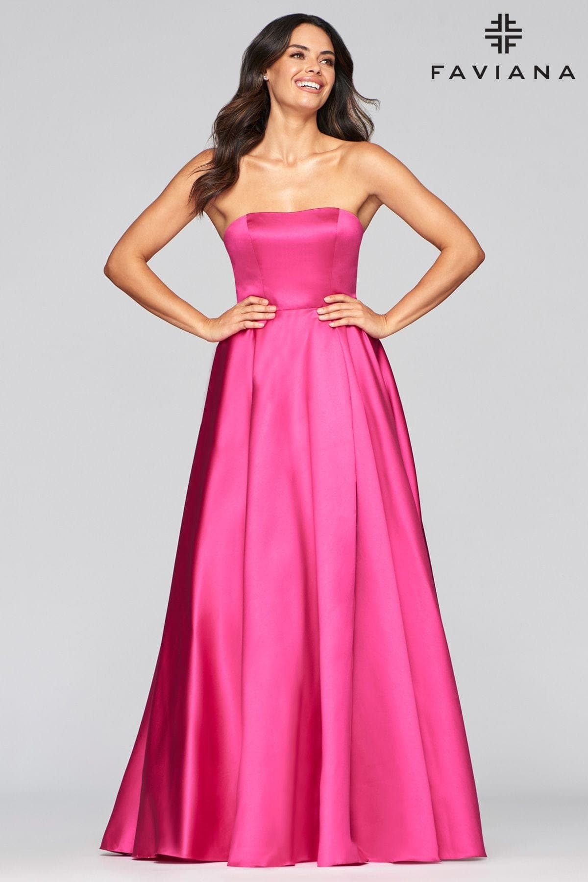 Ball Gown Dress With Straight Neckline And Lace Up Back | Faviana Ball Gown Dress With Straight Neckline And Lace Up Back | Faviana
